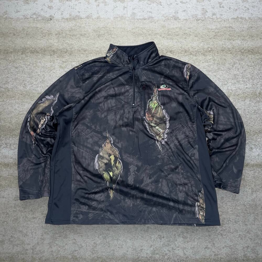 Vintage Y2K Mossy Oak Quarter Zip Jacket Mens 2XL Hunting Camo Polyester